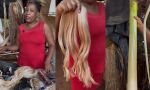 Artes&atilde; cria por acaso aplique de cabelo exclusivo com fibra de bananeira do quintal de casa
