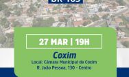 C&acirc;mara Municipal de Coxim
realiza audi&ecirc;ncia p&uacute;blica sobre a BR-163 no pr&oacute;ximo dia 27 de mar&ccedil;o