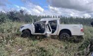 Moradores de Coxim ficam feridos em capotamento de caminhonete na BR-060