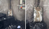 Imagem de Nossa Senhora de F&aacute;tima fica intacta ap&oacute;s casa ser destru&iacute;da pelo fogo