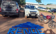 Choque prende trio em Coxim e encontra dep&oacute;sito de drogas em pesqueiro com 69 tabletes de maconha
