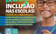 C&acirc;mara de Coxim aprova projeto para capacita&ccedil;&atilde;o escolar focada no atendimento a alunos com autismo