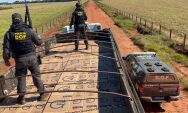 Carreta com 25 mil pacotes de cigarros contrabandeados &eacute; apreendida; Um homem foi preso
