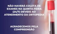 Coleta de exames ser&aacute; suspensa no Hospital Regional de Coxim nesta quinta-feira (24)