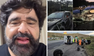 Fabiano, dupla de C&eacute;sar Menotti, capota carro a caminho de show
