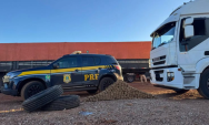 Pol&iacute;cia apreende 231 kg de maconha, 101 celulares e 28 pneus estrangeiros em caminh&atilde;o em Dourados
