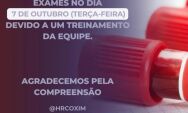 Hospital Regional de Coxim suspende coletas de exames nesta ter&ccedil;a-feira (7) 