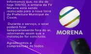 Sinal da TV Morena passa por realoca&ccedil;&atilde;o em Coxim para nova torre da Prefeitura