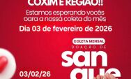 Hemosul convoca doadores de Coxim para coleta de sangue no dia 3 de fevereiro