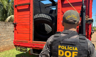 DOF apreende caminh&atilde;o com 14 pneus de origem paraguaia e motorista foge durante bloqueio na BR-163
