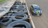Caminh&atilde;o que seguia para MT &eacute; flagrado com 240 pneus contrabandeados na BR-163
