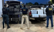 For&ccedil;as policiais apreendem 1,5 tonelada de maconha e recuperam ve&iacute;culos
