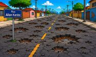 Rua no Jardim Fl&oacute;rida tem buracos e mais buracos
