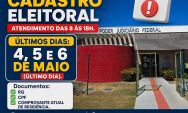&Uacute;ltimos dias para regularizar o t&iacute;tulo: Cart&oacute;rio Eleitoral de Coxim intensifica atendimento