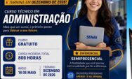 SENAI abre inscri&ccedil;&otilde;es para curso t&eacute;cnico gratuito em Administra&ccedil;&atilde;o com vagas para Coxim