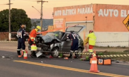 Idoso fica ferido ap&oacute;s colis&atilde;o entre carro e carreta na BR-163 em Rio Verde