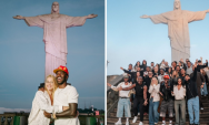 Virginia e Vini Jr. refor&ccedil;am o amor e posam juntos no Cristo Redentor