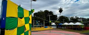 Pra&ccedil;a Zacarias Mour&atilde;o est&aacute; pronta para receber torcedores de Coxim para o segundo jogo do Brasil 