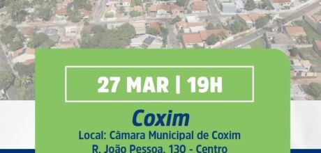 C&acirc;mara Municipal de Coxim
realiza audi&ecirc;ncia p&uacute;blica sobre a BR-163 no pr&oacute;ximo dia 27 de mar&ccedil;o