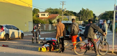 Motociclista fica ferida ap&oacute;s colis&atilde;o com caminh&atilde;o em Rio Verde de MT