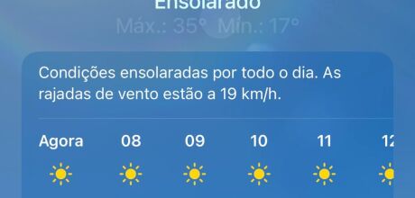                      Coxim enfrenta segunda-feira de calor extremo e ar seco