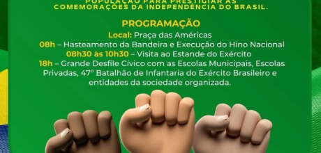 Rio Verde de Mato Grosso prepara programa&ccedil;&atilde;o especial para o Dia da Independ&ecirc;ncia