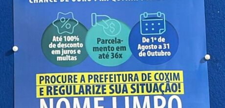        &Uacute;ltimos dias para regularizar d&eacute;bitos: Refis de Coxim entra na reta final