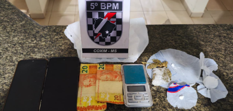 Pol&iacute;cia Militar prende homem por tr&aacute;fico de drogas em Coxim
