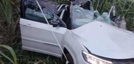 Acidente entre tr&ecirc;s carretas e Jeep na BR-163 mata motorista de 77 anos entre Caarap&oacute; e Dourados
