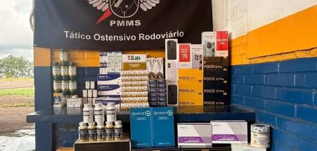 Fiscaliza&ccedil;&atilde;o na MS-164 termina com apreens&atilde;o de medicamentos, celulares e produtos importados