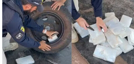 Motorista &eacute; preso com coca&iacute;na escondida em estepe de caminhonete em MS
