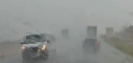 Chuva com granizo e ventos fortes atinge trecho da BR-163 entre Bandeirantes e Jaraguari
