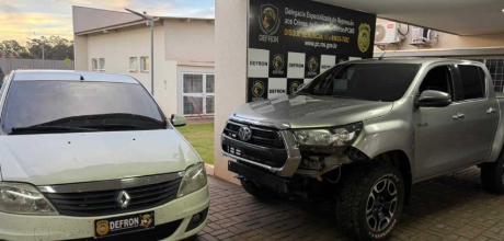 Hilux furtada no Paran&aacute; &eacute; localizada em oficina e Pol&iacute;cia Civil prende dois homens em Dourados
