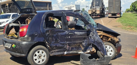 Acidente em cruzamento da BR-163 deixa motorista ferido em S&atilde;o Gabriel do Oeste
