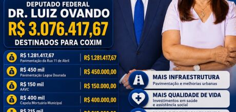 Parceria entre vereadora L&uacute;cia da AAVC e Dr. Luiz Ovando destina R$ 3 milh&otilde;es a Coxim