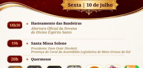 Come&ccedil;a hoje em Coxim a 131&ordf; Festa do Divino Esp&iacute;rito Santo 