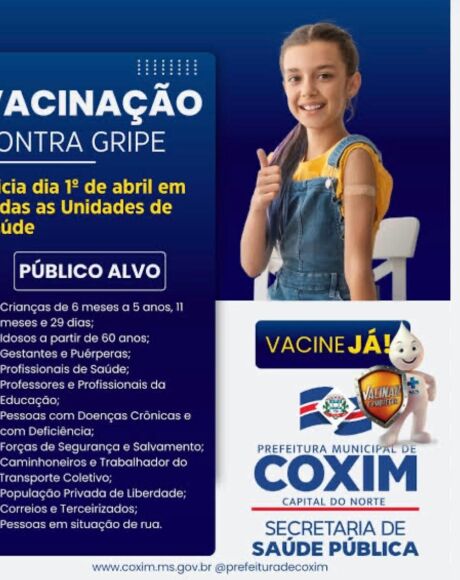 A import&acirc;ncia de se vacinar contra a influenza: Coxim inicia campanha de vacina&ccedil;&atilde;o contra a gripe