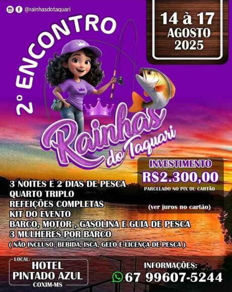 Coxim recebe o 2&ordm; Encontro Rainhas do Taquari com pesca, m&uacute;sica e muita divers&atilde;o