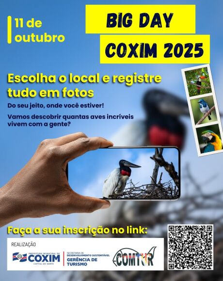 Big Day Coxim 2025: iniciativa incentiva moradores a fotografar aves e valorizar a natureza
