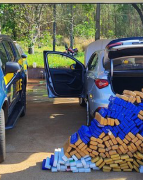 PRF apreende 340 kg de maconha e 3 kg de skunk em ve&iacute;culo clonado na BR-262
