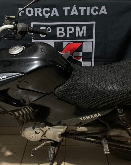 Pol&iacute;cia Militar e Pol&iacute;cia Civil em Coxim recuperam motocicleta furtada em menos de 24h 