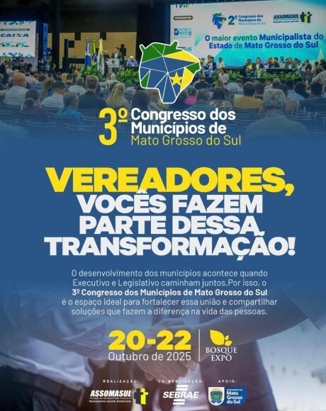 Vereadores de Coxim se preparam para 3&ordm; Congresso dos Munic&iacute;pios de MS 