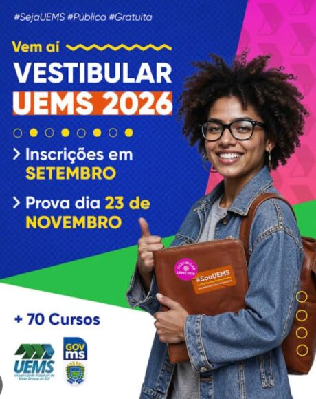 UEMS divulga locais de prova do Vestibular 2026; candidatos j&aacute; podem consultar orienta&ccedil;&otilde;es