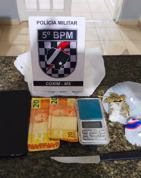 Pol&iacute;cia Militar prende homem por tr&aacute;fico de drogas em Coxim
