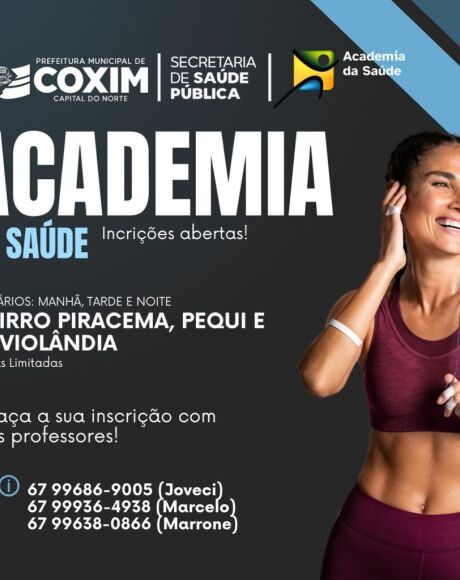 Prefeitura de Coxim abre inscri&ccedil;&otilde;es para a Academia da Sa&uacute;de
