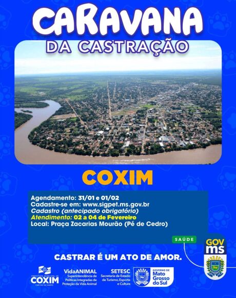 Caravana da Castra&ccedil;&atilde;o chega a Coxim e beneficia m&atilde;es e pais de pets com atendimento gratuito