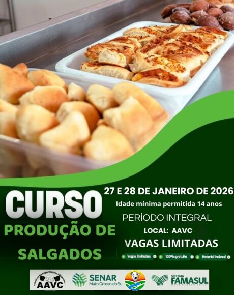 Curso gratuito de produ&ccedil;&atilde;o de salgados abre portas para renda extra em Coxim