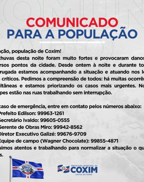 Coxim em alerta m&aacute;ximo: chuva hist&oacute;rica faz rios subirem r&aacute;pido e mobiliza Prefeitura e Defesa Civil