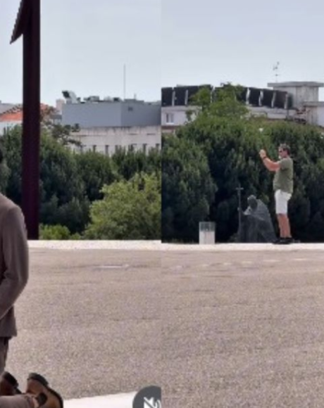 Luan Pereira mostra os joelhos machucados ap&oacute;s cumprir promessa em Portugal