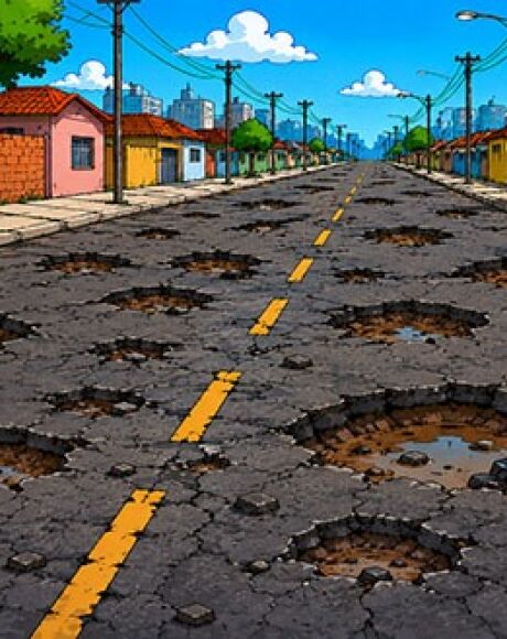 Rua no Jardim Fl&oacute;rida tem buracos e mais buracos
